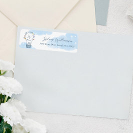 Etiqueta Monograma de Nuvens de Urso de Teddy com Balão de