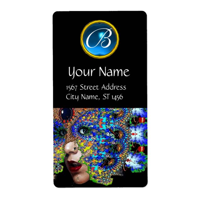 Etiqueta MONOGRAMA DE SALVAGUARDA AZUL EPHEMERAL Preto (Frente)