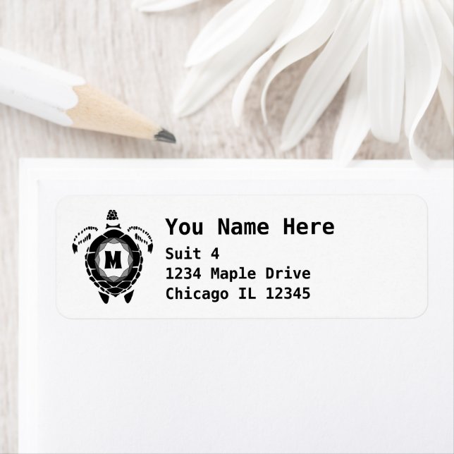 Etiqueta Monograma de Tartaruga do Mar Negro (Insitu)