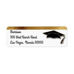 Etiqueta Monograma do Boné de formatura Dourado de Cor Esc