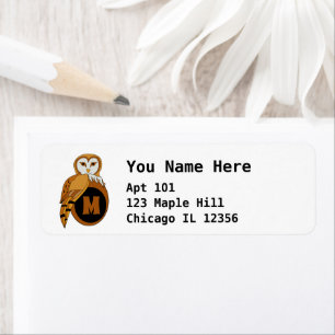 Etiqueta Monograma do Elegante britânico Barn Owl
