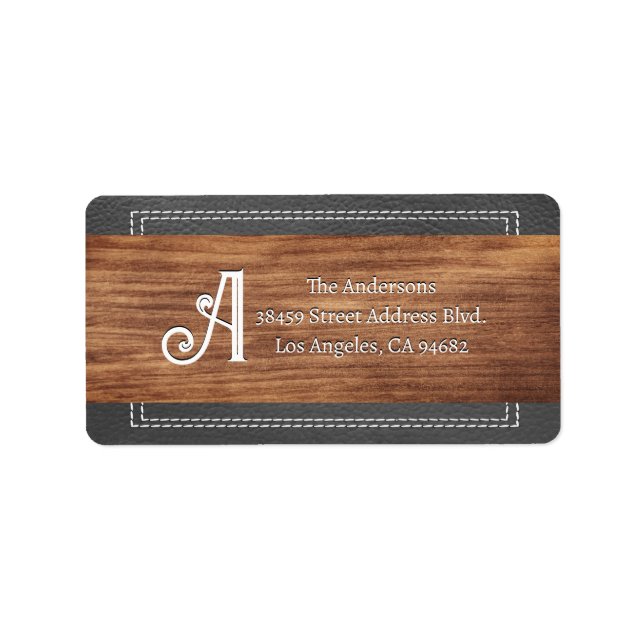 Etiqueta Monograma do rico | Couro Com Duas Pontas | Madeir (Frente)