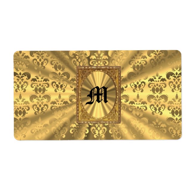 Etiqueta monograma Dourado damask (Frente)