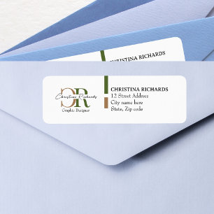 Etiqueta Monograma Dourado Verde Oleícola Simples Moderno