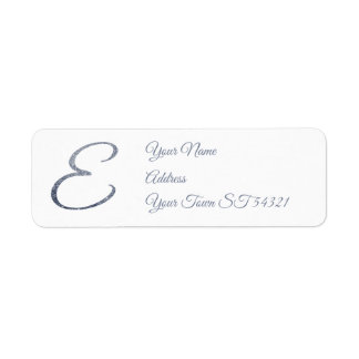 Etiqueta Monograma E Glitter Prata Elegante Personalizado