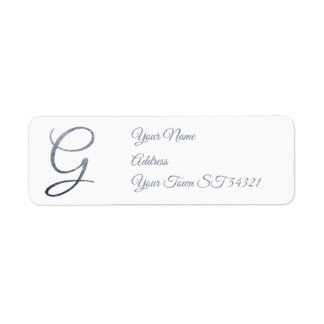 Etiqueta Monograma G Personalizado em Brilho de Prata Elega