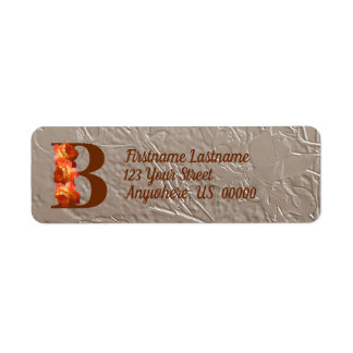 Etiqueta Monograma Inicial B Endereço Rosa Laranja 