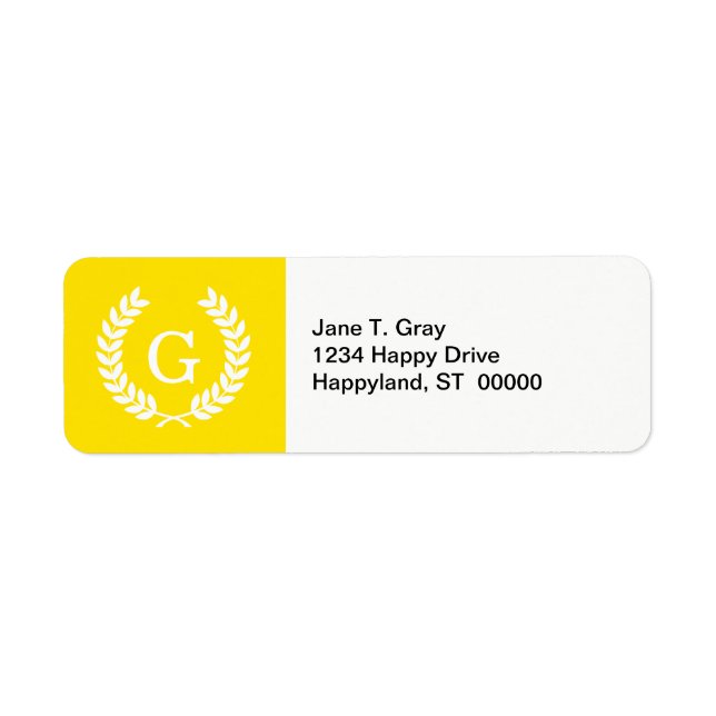 Etiqueta Monograma inicial de Laurel Wreath White Wheat (Frente)