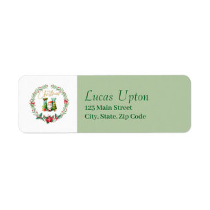 Etiqueta Monograma - Letra U: Frasto de Natal com Papai Noe