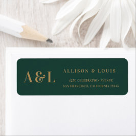 Etiqueta Monograma Minimalista de Casamento Emerald Green D