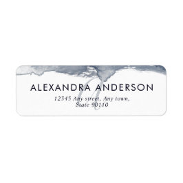 Etiqueta Monograma Mínimo de Cor de Água de Marinho Profund