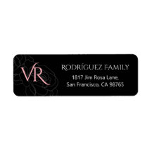 Monograma Moderno Rosas Pretas Rosa, Endereço de R