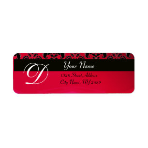 ETIQUETA MONOGRAMA NEGRO DE BURGUNDY VERMELHO