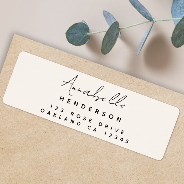 Etiqueta Monograma neutro | Endereço de retorno mínimo mode (An elegant feminine neutral ivory cream address label perfect for special occasions or everyday mail)