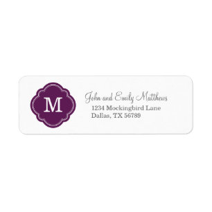 Etiqueta Monograma personalizado da ameixa costume roxo