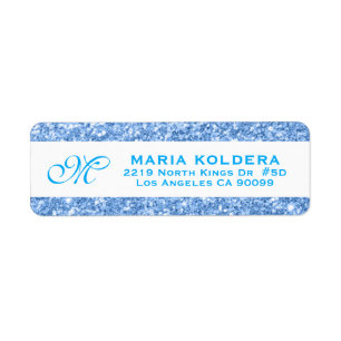 Etiqueta Monograma Personalizado de Falha Azul