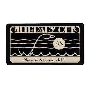 Etiqueta Monograma Personalizado do Bookplate Deco Arte Vin