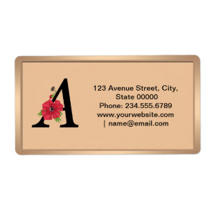 Etiqueta Monograma personalizado editável Uma flor vermelha