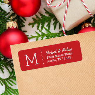 Etiqueta Monograma Personalizado Vermelho