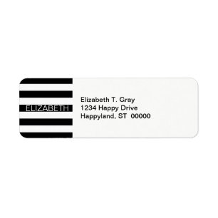 Etiqueta Monograma Preto Horizontal com Nome da Faixa de Di