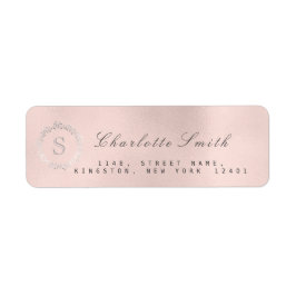 Etiqueta Monograma Silver Blush Link Return Address RSVP 16