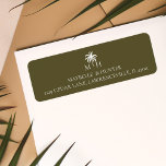 Etiqueta Monograma Tropical Mínimo de Palmeiras<br><div class="desc">Design apresenta nossa palmeira tropical desenhada à mão com um monograma personalizado. A nossa etiqueta do monograma do casamento tropical do boho é perfeita para um tema de praia ou para um casamento de destino. Design e trabalho de arte por Moodthoogy Papery.</div>