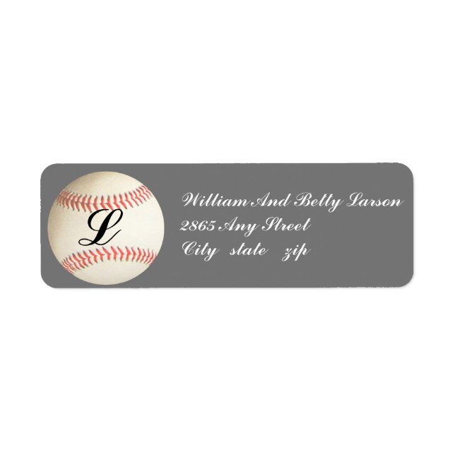 ETIQUETA MONOGRAMMED BASEBALL,- RÓTULOS DE ENDEREÇO DE DEVO (Frente)