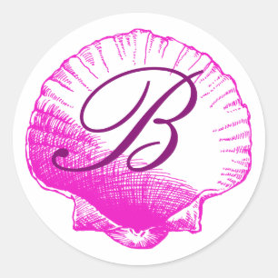 Etiqueta Monogrammed de Shell do mar de Fuscia
