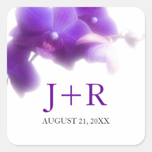 Etiqueta Monogrammed do casamento da orquídea rox