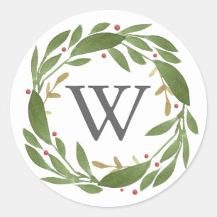 Etiqueta Monogrammed do Natal dos Sprigs do