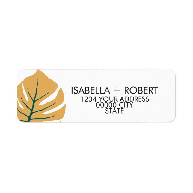 Etiqueta Monstera | Amarelo | Casamento tropical moderno (Frente)