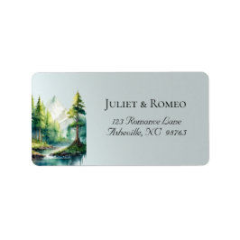 Etiqueta Montanhas Aquarela Endereço de Retorno - Prata
