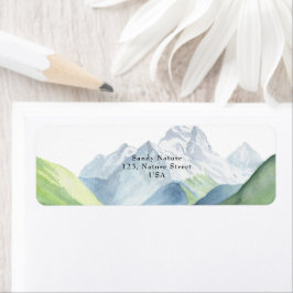 Etiqueta Montanhas aquarela - Que a aventura comece