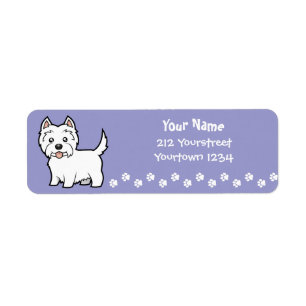 Etiqueta Montanhas ocidentais Terrier branco dos desenhos