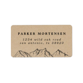 Etiqueta Montanhas Rustic Kraft desenhadas à mão