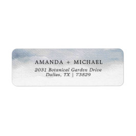 Etiqueta Moody Blue Watercolor Elegant Return Address