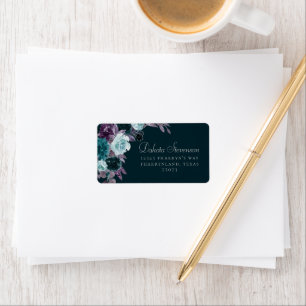 Etiqueta Moody Boho Endereço do Buquê de Teal e Roxo Prof