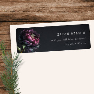 Etiqueta Moody Gothic Dark Purple Black Peony Address