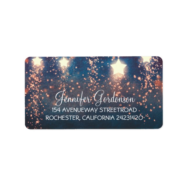 Etiqueta Moon Stars Glitter Wedding (Frente)