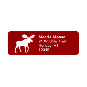 Etiqueta Moose Silhouette Red e White Return Address