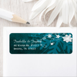 Etiqueta Morada de Casamento de Natal Teal White