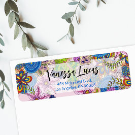 Etiqueta Morada de Devolução das Flores de Portas Coloridas