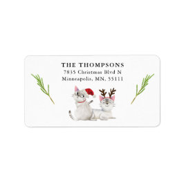 Etiqueta Morada de Devolução de Gatinho de Natal Gato