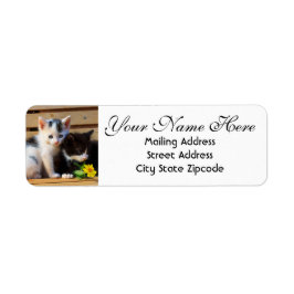 Etiqueta Morada de Devolução de Gatinhos e Flores Cortados