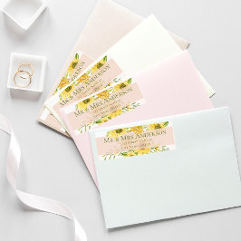 Etiqueta Morada de Devolução Floral de Girassol Amarelo Bri