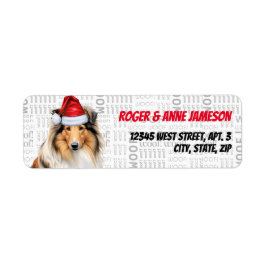 Etiqueta Morada de Feriado de Natal Collie Dog