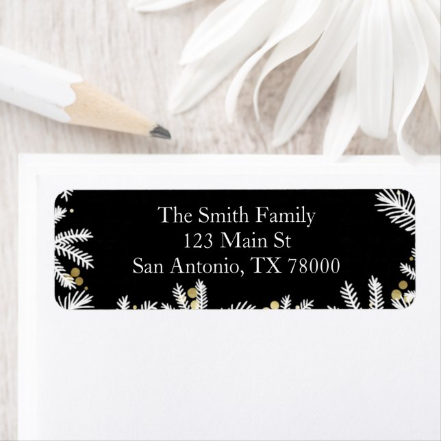 Etiqueta Morada de Natal Dourada e Preta Moderna (Insitu)