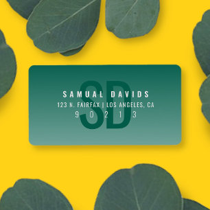 Etiqueta Morada de Retorno de Ombre Verde Escuro Moderno