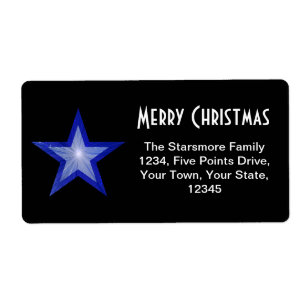 Etiqueta Morada "Feliz Natal" da Estrela Azul, grande preta