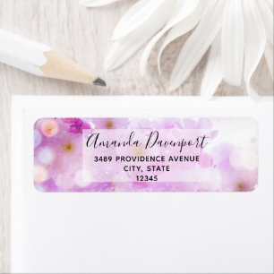 Etiqueta Morada Fotográfica das flores de cerejeira rosa